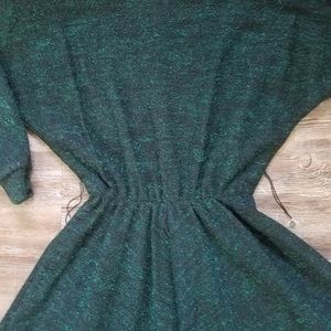 NOS 70s Knit christmas green metalic flecks Sweater Dress Rockabilly 7/8 NWT